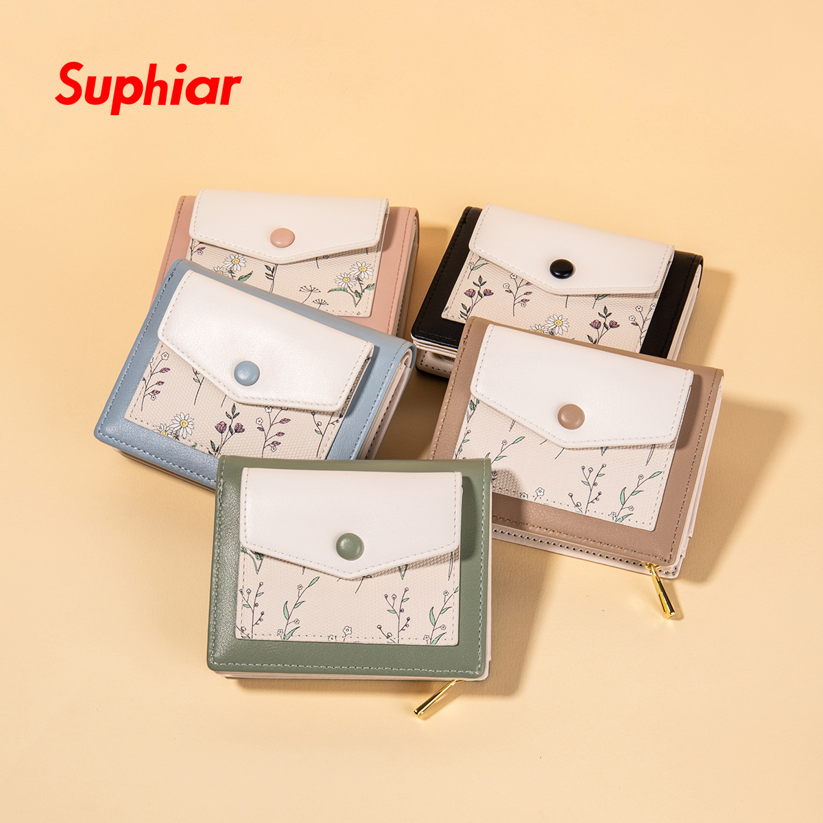 Nuevo Cartera sencilla de estilo coreano para mujer, tarjetero corto de gran capacidad para estudiante, monedero estampado multifuncional ins