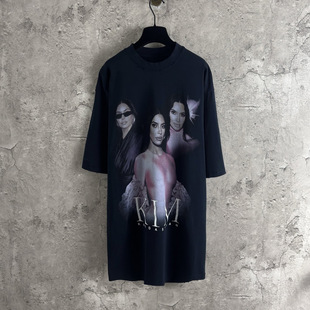 Correct Version of High-Quality B Brand 25Ss New Art Work Direct Spray Printing Loose Short-Sleeved T-Shirt for Men and Women