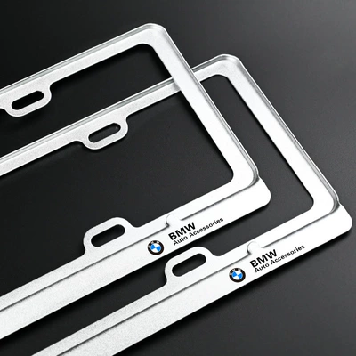 License plate holder/license plate holder, Bmw License Plate Frame New 3 - frosted-silver-regular-styleblue-brand-only-bmw