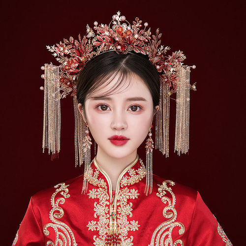 Women XiuHe chinese wedding party headdress restoring phoenix hair crown ancient ways bride longfeng rockhopper binding his marriage