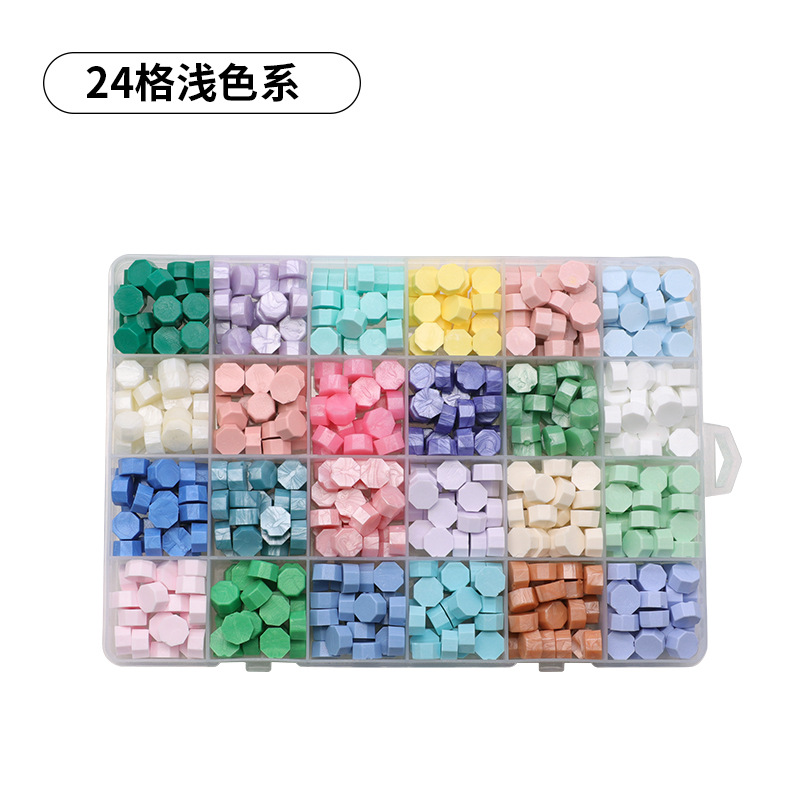 Fuego pintura cera grano traje de color mezclado 24 caja de cuadros de color ocho lados fuego pintura sellado cera fuego pintura sello cera grano fábrica al por mayor