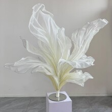 巨型手工真丝纱艺桌摆花餐厅褶皱艺术造型装置拍照道具橱窗立体花