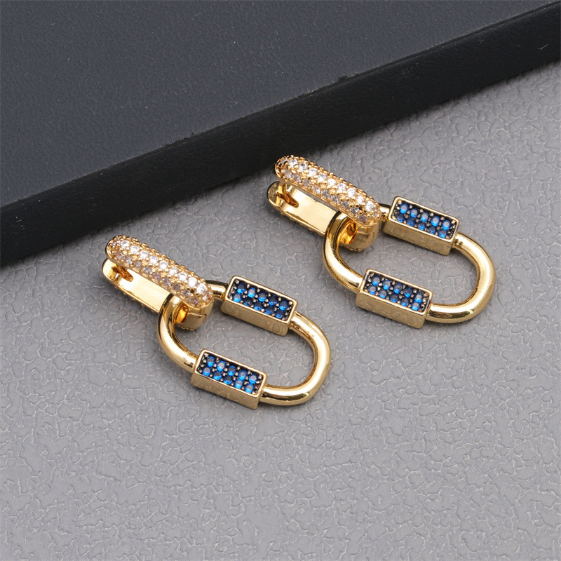 Women's Men's Fashion Flowers Copper Earrings Geometry Rhinestones Drop Earrings display picture 2