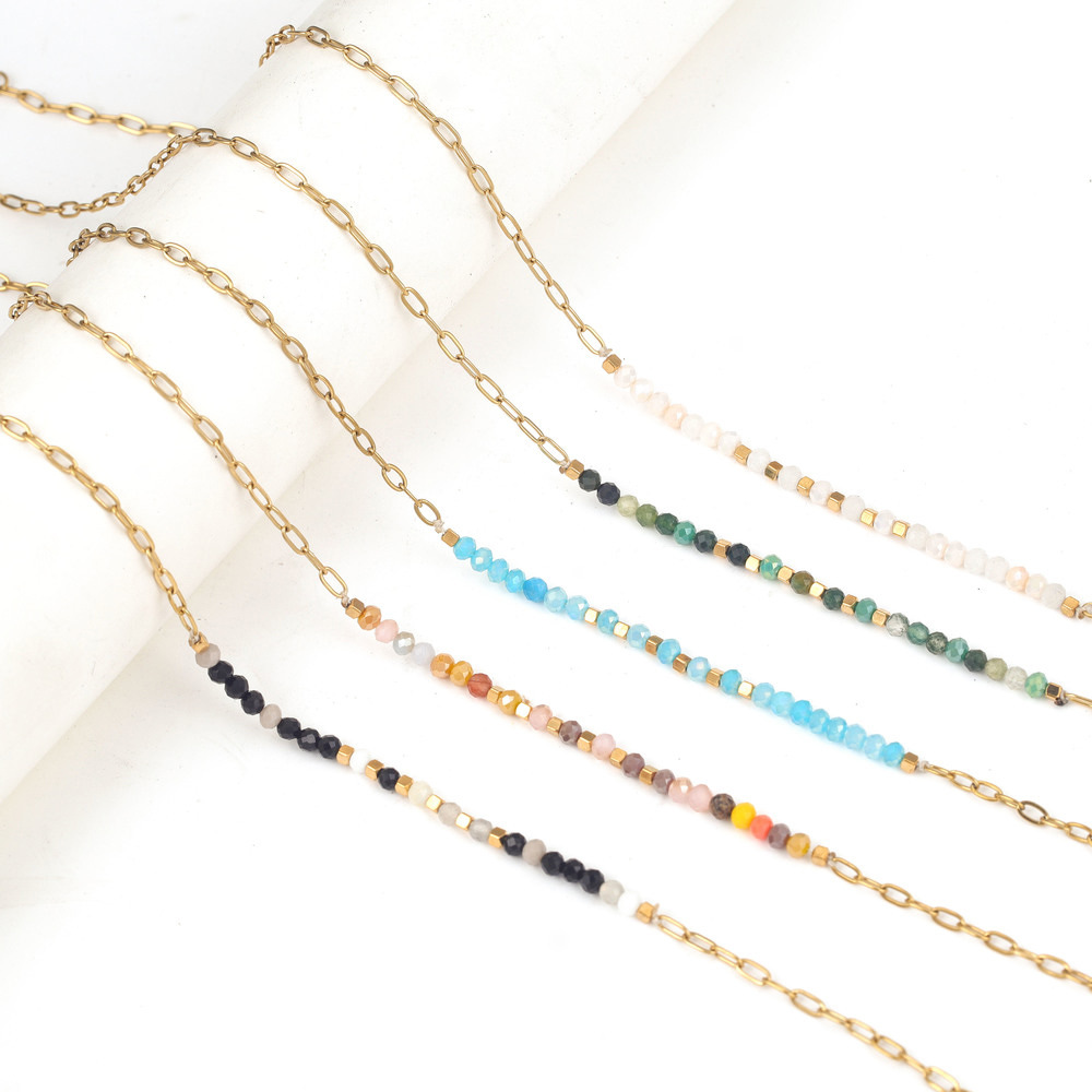 304 Stainless Steel Casual Simple Style Beaded Geometric Necklace display picture 2