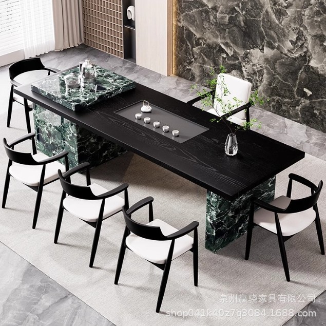 [티테이블과 의자 콤비네이션] 티테이블 2.6m + 학사의자 + 히로시마의자*5