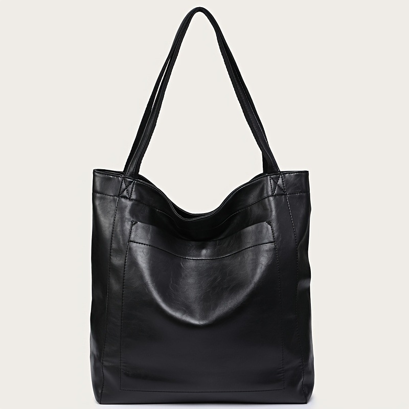 TEMU Vintage Oiled Leather Large Capacity Handbag Shoulder Bag Women's Leather Tote Bag - Thumbnail 3
