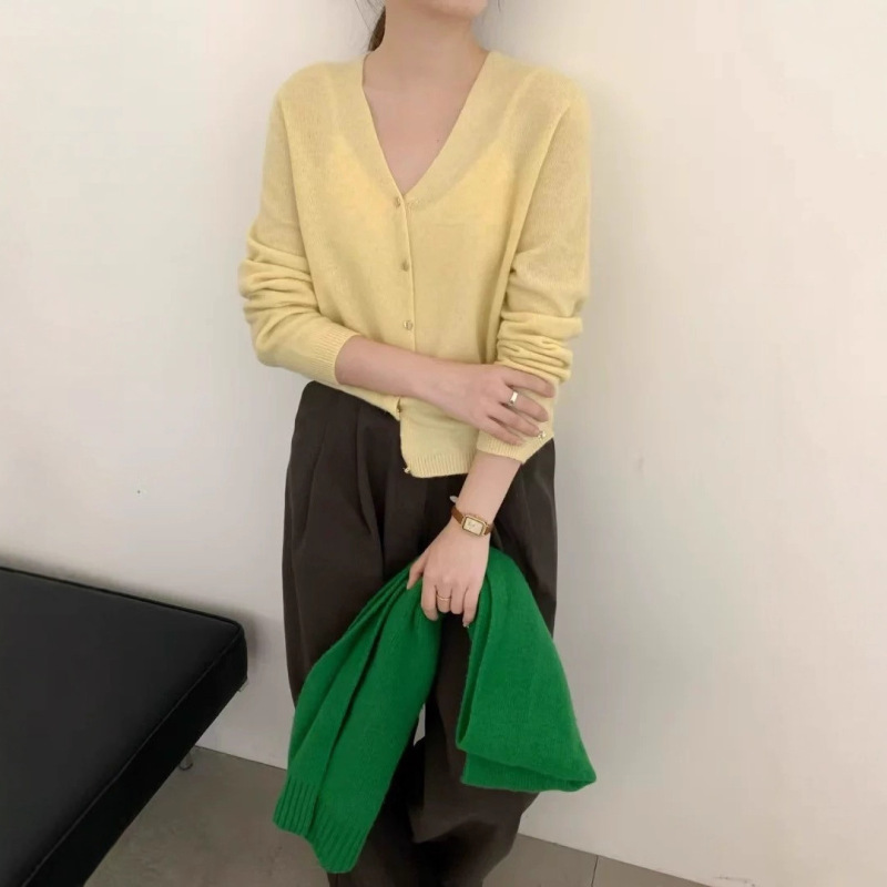 P0751简约小扣子糖果色毛衣开衫长58-仅供货经销商不退换|undefined