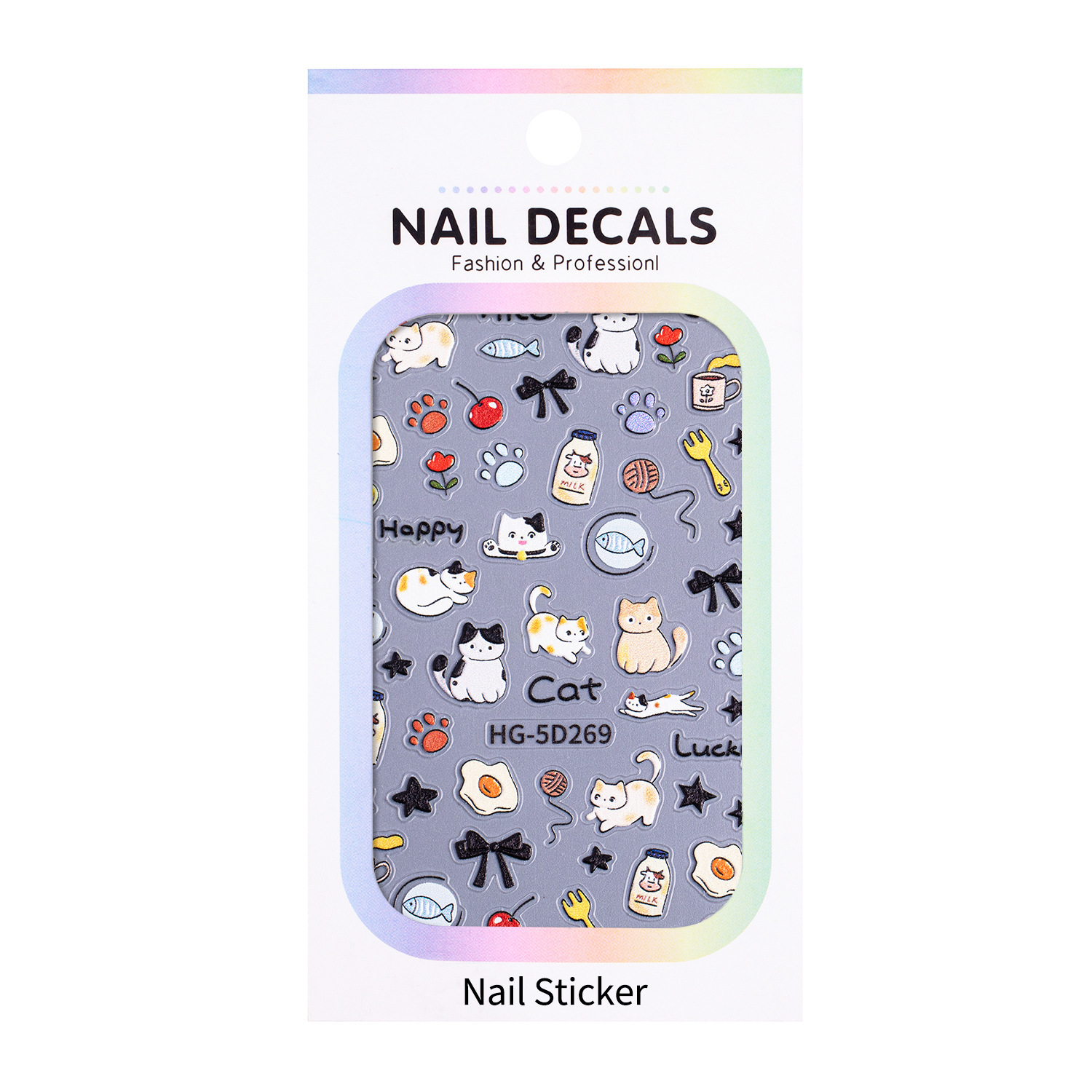 Ins cute perro pegatinas de uñas joyas en relieve japonés adorable gato DIY patrón pegatinas de uñas HG