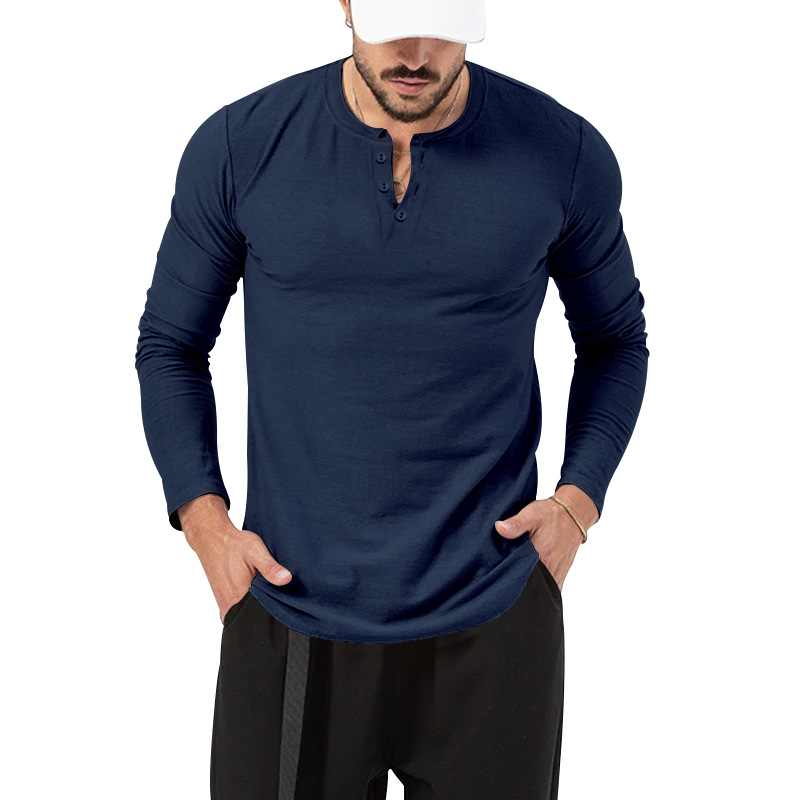 2024 European Men's Spring Autumn Round Neck Long Sleeved T-Shirt Loose Pullover Casual Men's T-Shirt Basic Tees Top_voghion.com