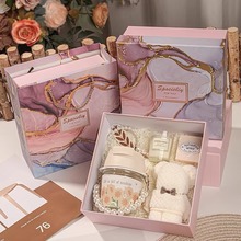 粉色蓝色新年节婚庆回礼礼物绿色礼盒批发大理石商务礼品节日礼品