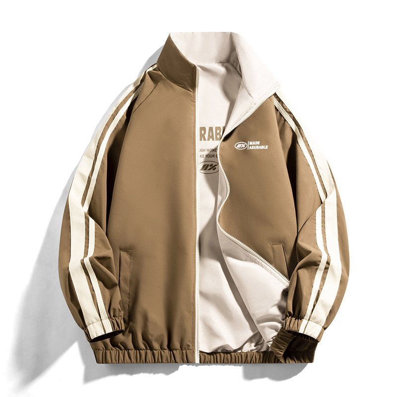 New Men's Casual Cardigan Vertical Collar Jacket Jacket Double-sided Wear All-match Hong Kong Style plus size Fashion Brand Spring and Autumn Top New Men's Casual Cardigan Vertical Collar Jacket Jacket Double-sided Wear All-match Hong Kong Style plus size Fashion Brand Spring and Autumn Top