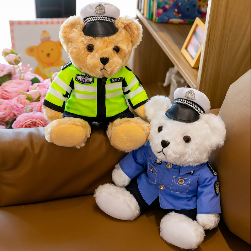 Muñecas de oso de policía de tráfico de oso de muñecas uniformes de bomberos regalos para niños Teddy Bear juguetes de peluche