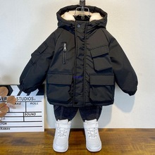 童装男童冬装棉衣外套2025新款儿童加绒加厚棉服宝宝时髦棉袄上衣