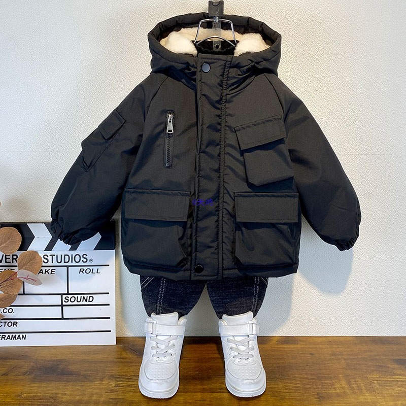 童装男童冬装棉衣外套2025新款儿童加绒加厚棉服宝宝时髦棉袄上衣