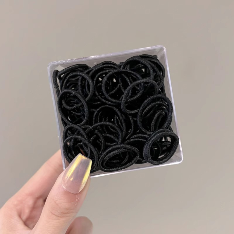 Anillo de pelo de pulgar negro para niños, anillo de cabello para niñas, banda de goma para bebés, cubierta de cabello para cabello no lesiones