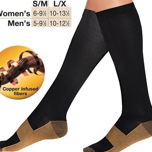 Copper fiber nylon socks slimming compression fitness stockings and knee compression socks