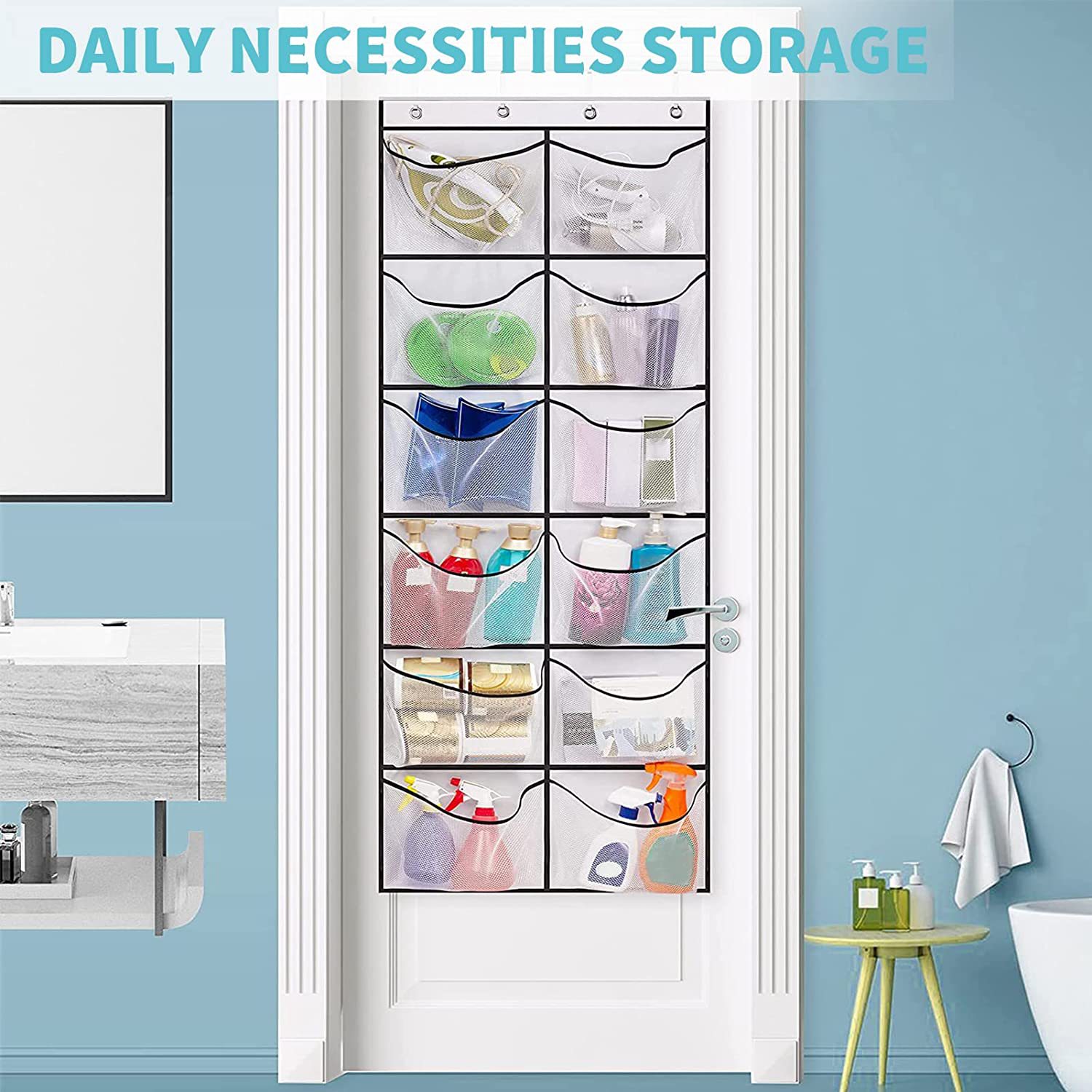 Bolsa colgante de almacenamiento de puerta de tela no tejida de 12 rejillas dedicada transfronteriza