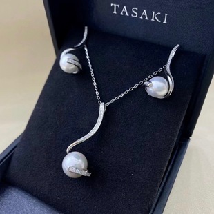 Seiko S925 Silver Natural Pearl Necklace Earrings Leather Light Exquisite Freshwater White Pearl Jewelry Set