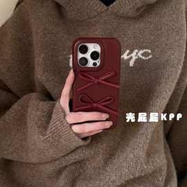 蝴蝶结苹果16ProMax手机壳iPhone15Pro新款13女12软14皮纹XR新年