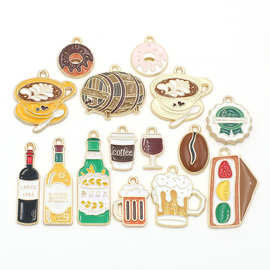 可爱卡通拿铁三明治挂件DIY美食系列单吊配件 红酒饮料装饰小挂件