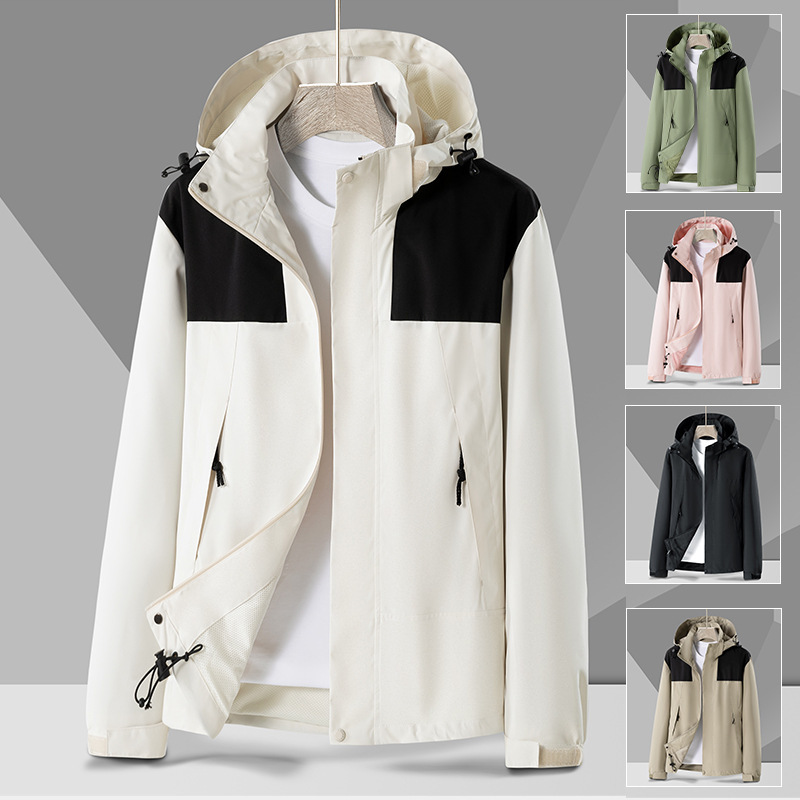 [Suministro directo de fábrica] Chaqueta de pareja para hombre, chaqueta de primavera y otoño, chaqueta fina, cortavientos impermeable para mujer al aire libre
