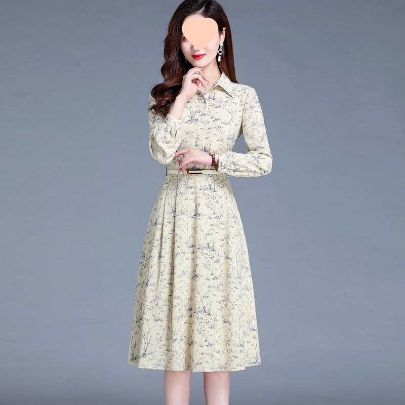 雪纺连衣裙女春季新款女装长袖感修身显瘦春秋装衬衫裙子|undefined
