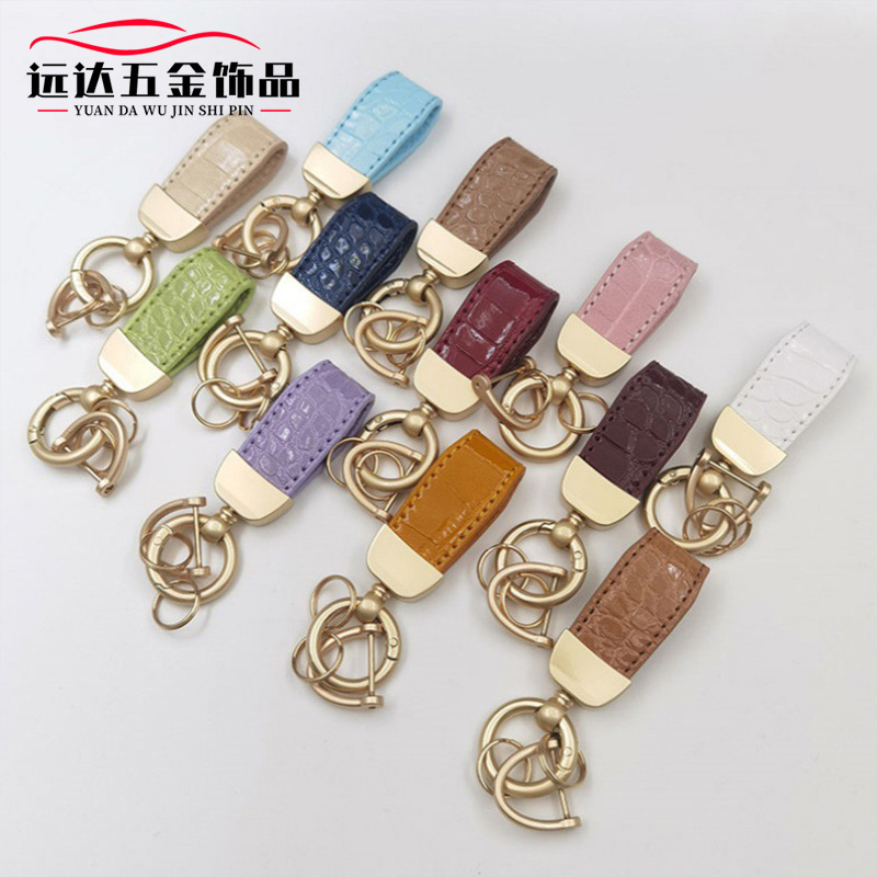 Crocodile pattern French keychain mini short car key chain high-end pendant fashion decorative gift key ring