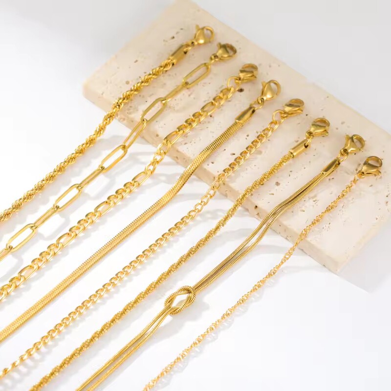 Stainless Steel Gold Color Bracelet Twist Figaro Cuban Chain Bracelet for Women Fashion Minimalist Jewelry Gift Wholesale