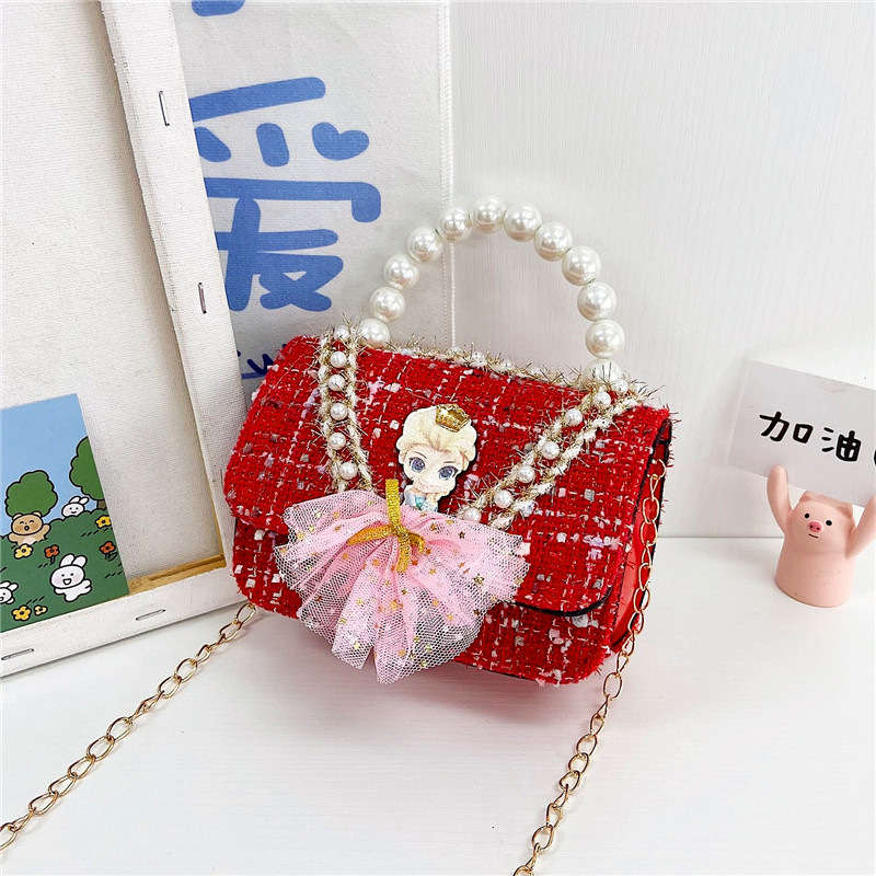 Bolso para niños 2021 nueva niña linda bolsa de mensajero moda princesa perla bolso cadena bolsa de hombro