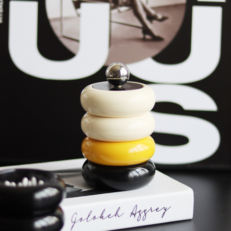 Caja de hisopo de algodón de estilo nórdico caja de algodón cosmético de melamina escritorio a prueba de polvo Limpieza de algodón Caja de almacenamiento de cristal caja de bolas de algodón