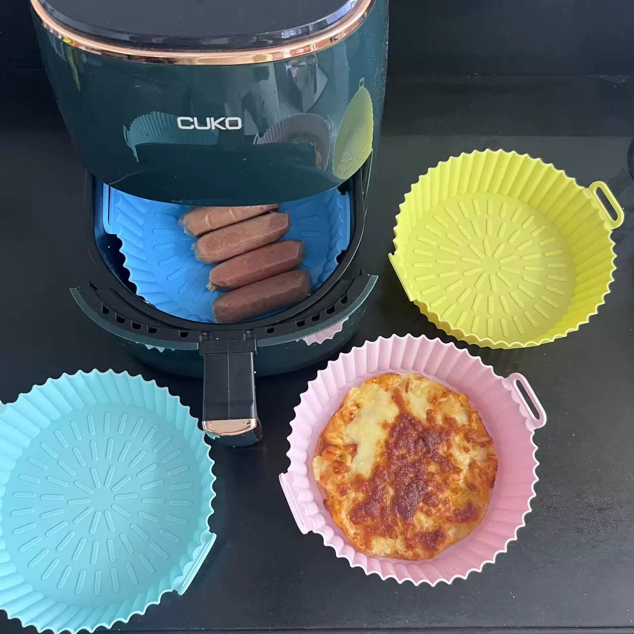 Трансграничный хит продаж, силиконовый противень для аэрофритюрницы, силиконовый противень для фритюрницы, изолированный противень для выпечки, противень для торта в фритюрнице