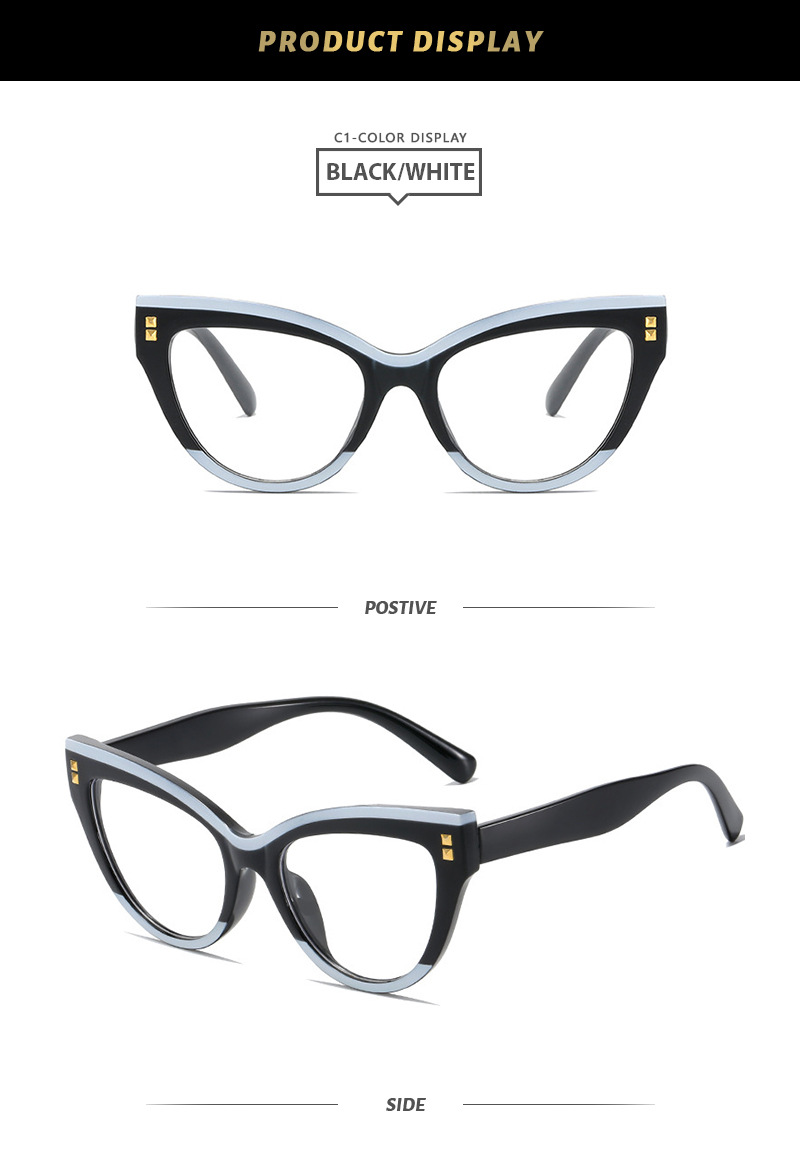 45g Weight Full Frame Glasses Structure Glasses Classification PC Lens Material Square Glasses Style Street Occasion Color Block Pattern Women'S Gender Retro Style Retro Color Block PC Square Full Frame Optical Glasses 3