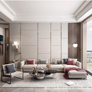 Light Luxury Tv Background Wall Hard Panel Wallboard Master Bedroom Headboard Simple Semi-Circular Arc Metal Strip Soft and Hard Panel Minimalist