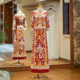 Xiuhe Wedding Dress 2025 New Dragon and Phoenix Gown for Brides, Ceremonial Attire, Chinese-Style Wedding Dress, Slimming Wedding Gown, High-End