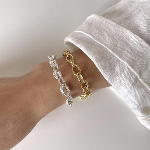 Fan Zhiqiao French style jewelry 925 sterling silver Mickey bracelet niche extremely simple INS jewelry