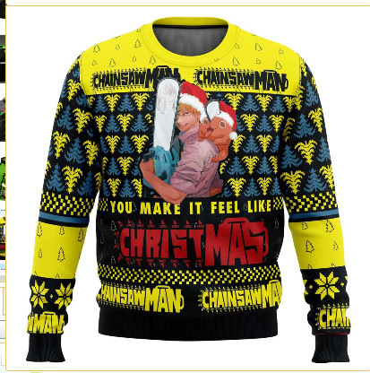 Linda asta asta Santa Claus estampado 3D hombre casual todo fósforo hombro recto manga larga suéter suelto cuello redondo suéter