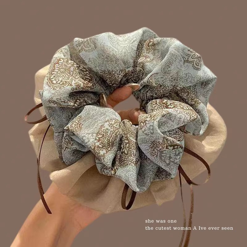 2026 nuevo estilo coreano super grande anillo de pelo intestino grande niñas de alto nivel de sensación de cabello de flores cuerdas de cabello de cordón de goma adornos para el cabello