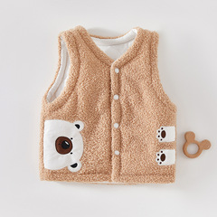 Baby Vest Autumn/Winter Thick Fleece Cozy Cardigan Outerwear for Boys and Girls Newborn Toddler Ultra Cute and Adorable Backless Shirt