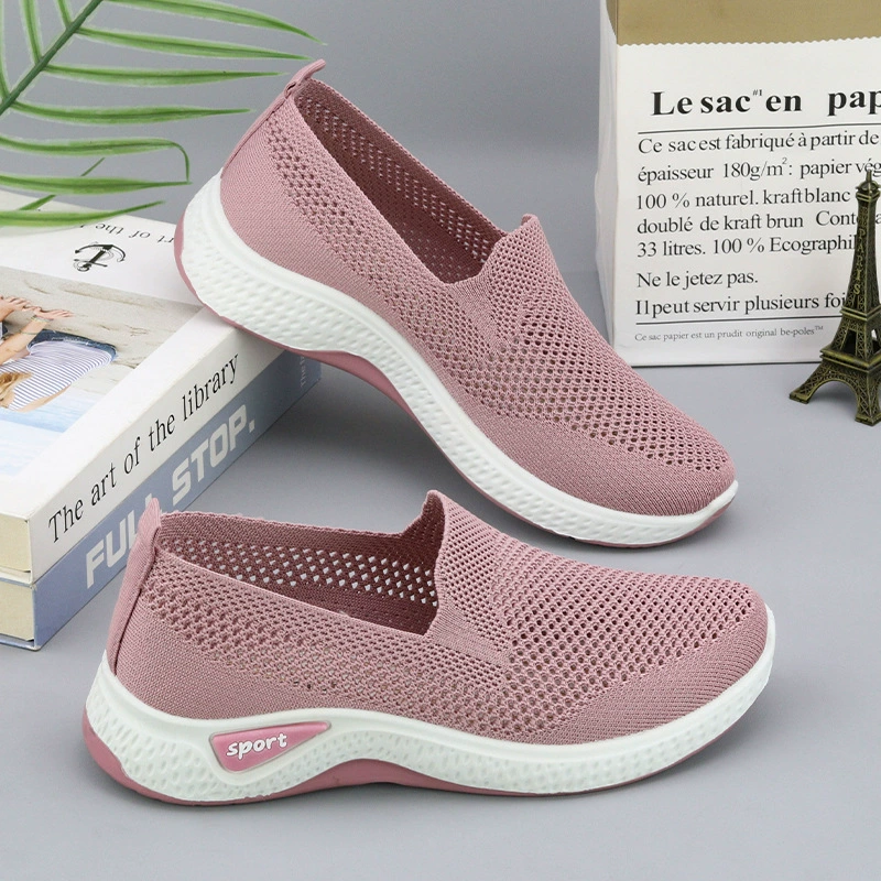 Кроссовки Slip-On с воздухопроницаемой летней сеткой от для женщин — обувь для отдыха и спорта с мягкой подошвой, импорт
