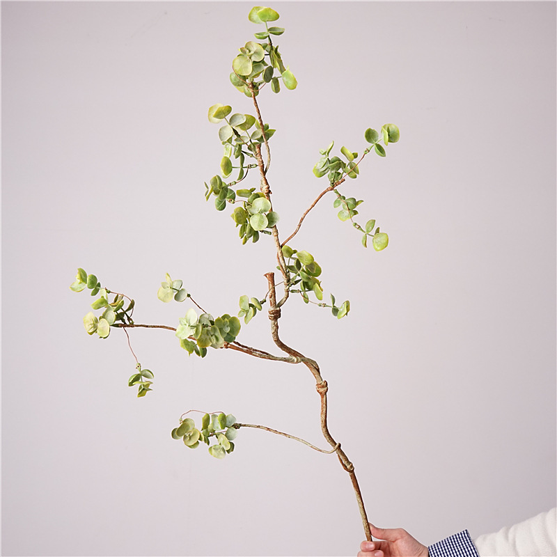 Long branch artificial feel Eucalyptus leaf rattan branch indoor plant green plant designer art indoor desktop decoration