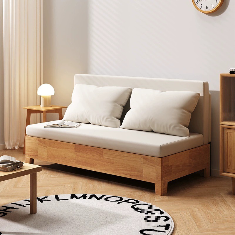 Диван-кровать из массива дерева, многофункциональная складная кровать двойного назначения, маленькая квартира, гостиная, кабинет, выдвижной одиночный и двойной новый диван