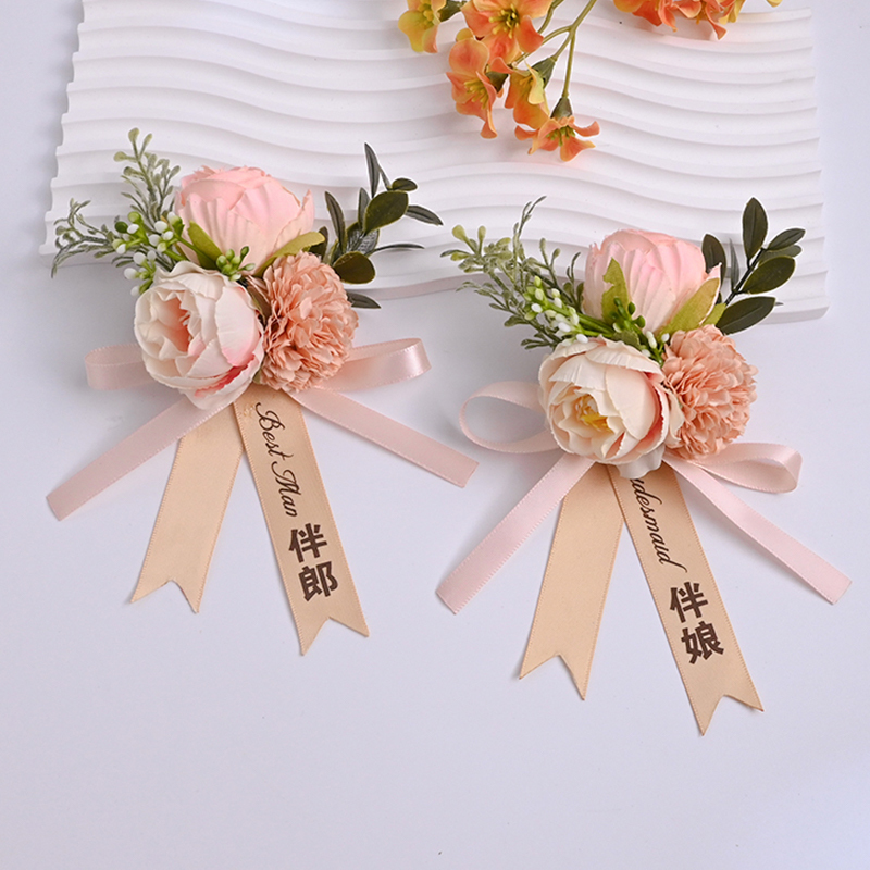 新款超仙唯美新郎新娘结婚胸花伴娘团手腕花家人全套襟花生日同学|undefined