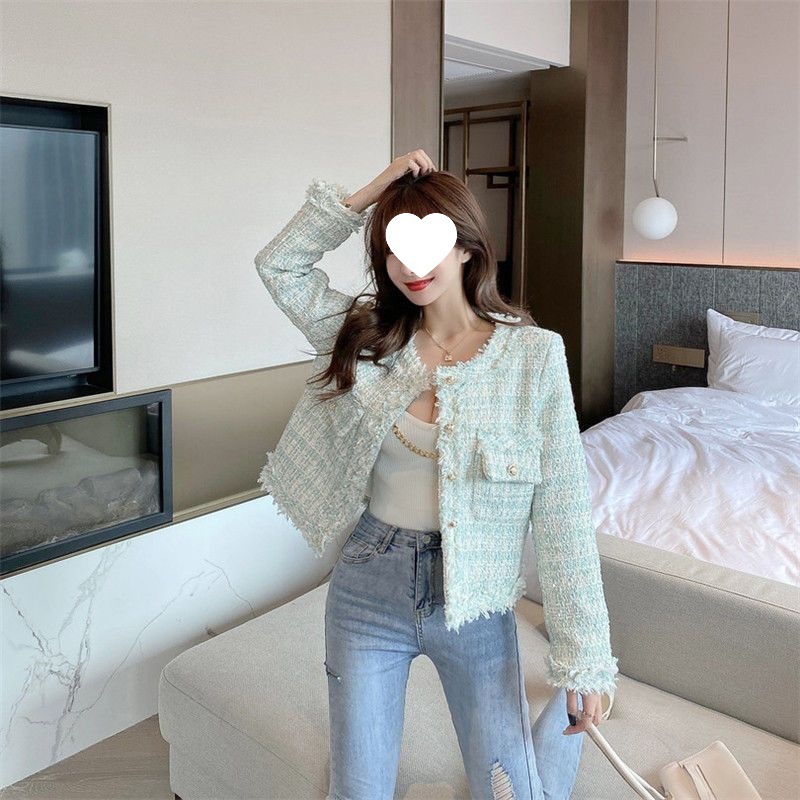 Elegant Socialite Style Tweed Short Jacket 2025 Women's Autumn Winter Korean Version Casual Versatile Jacket Top Trend