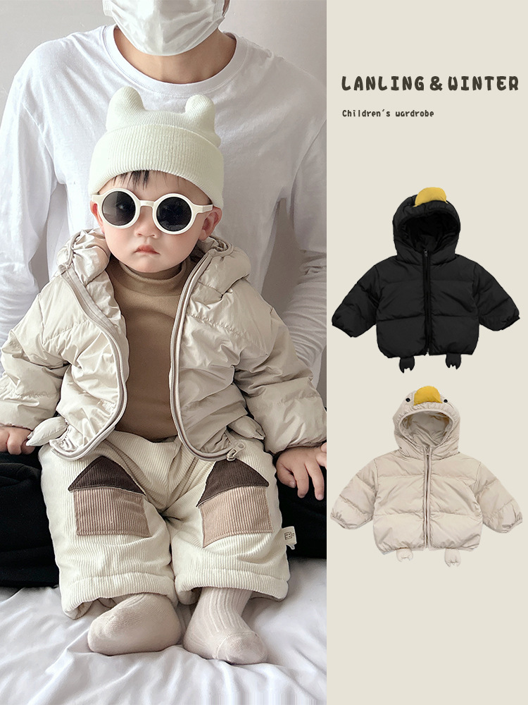Ropa de niños coreana moda cool chaqueta de invierno para niños nuevo guapo bebé chaqueta con chaqueta con capuzas cálidas image 1