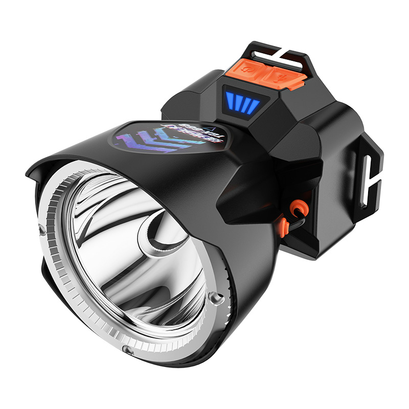 Lámpara de luz LED inteligente de larga duración de la batería usuario de pesca nocturna corriente nocturna recargable lámpara de mina montada en la cabeza