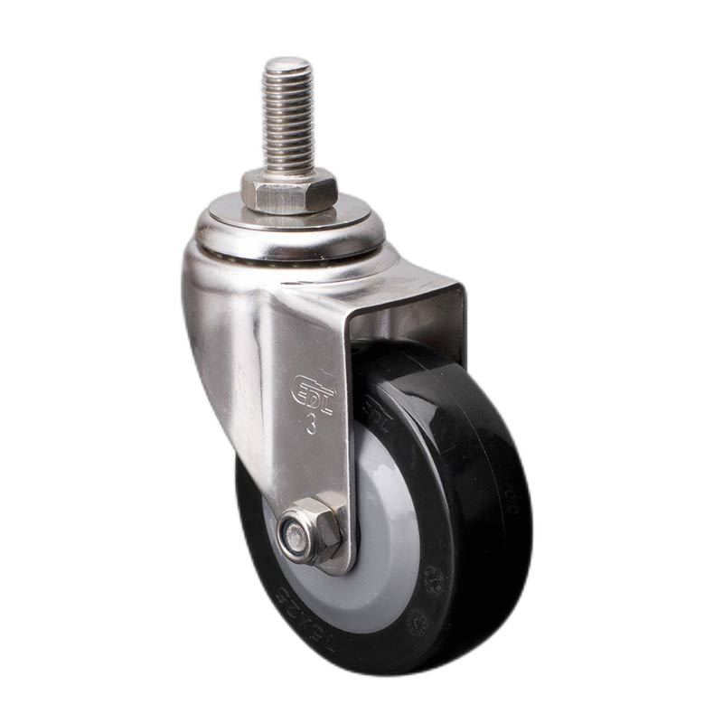 Rueda de Acero Inoxidable Ligera S34-64 2.5-4 Pulgadas de Poliuretano Giratoria de Rosca