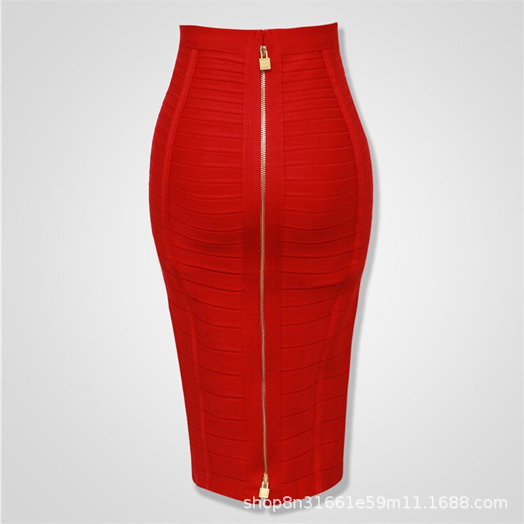 Amazon Aliexpress Best-Selling 16-Color Bandage Skirt Stripesd Zipper Double-Open Sexy High-Waist Hip Skirt Skirt