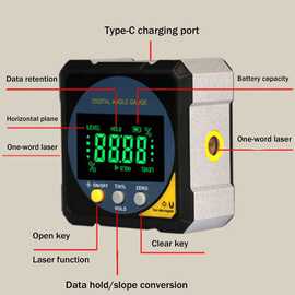 1套 颜色：图片色 材质：金属 4面磁双向激光电子数显倾角仪 角度