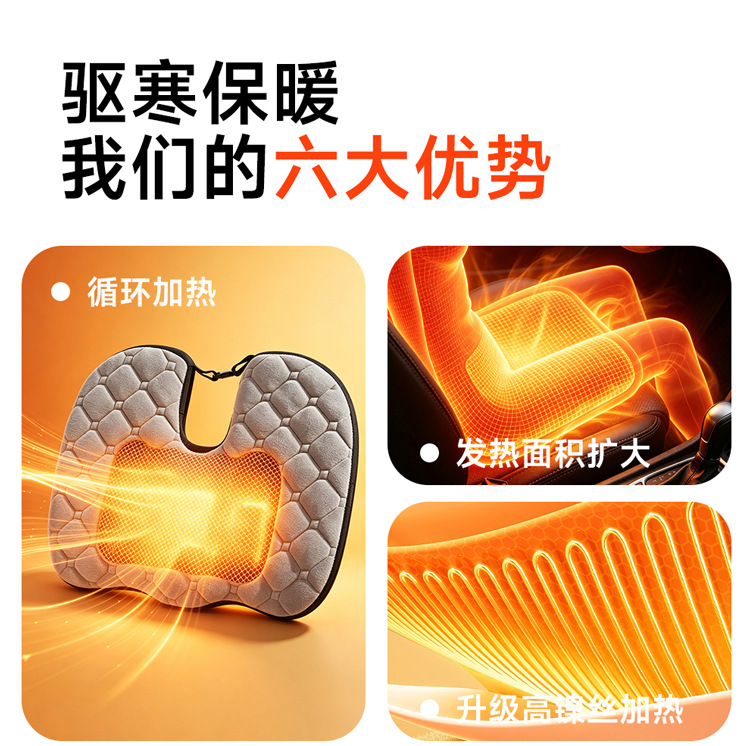 Car seat cushion made of memory foam, slow rebound, non-slip, suitable for long-term sitting, heated car seat cushion, warm plush heated seat cushion for winter