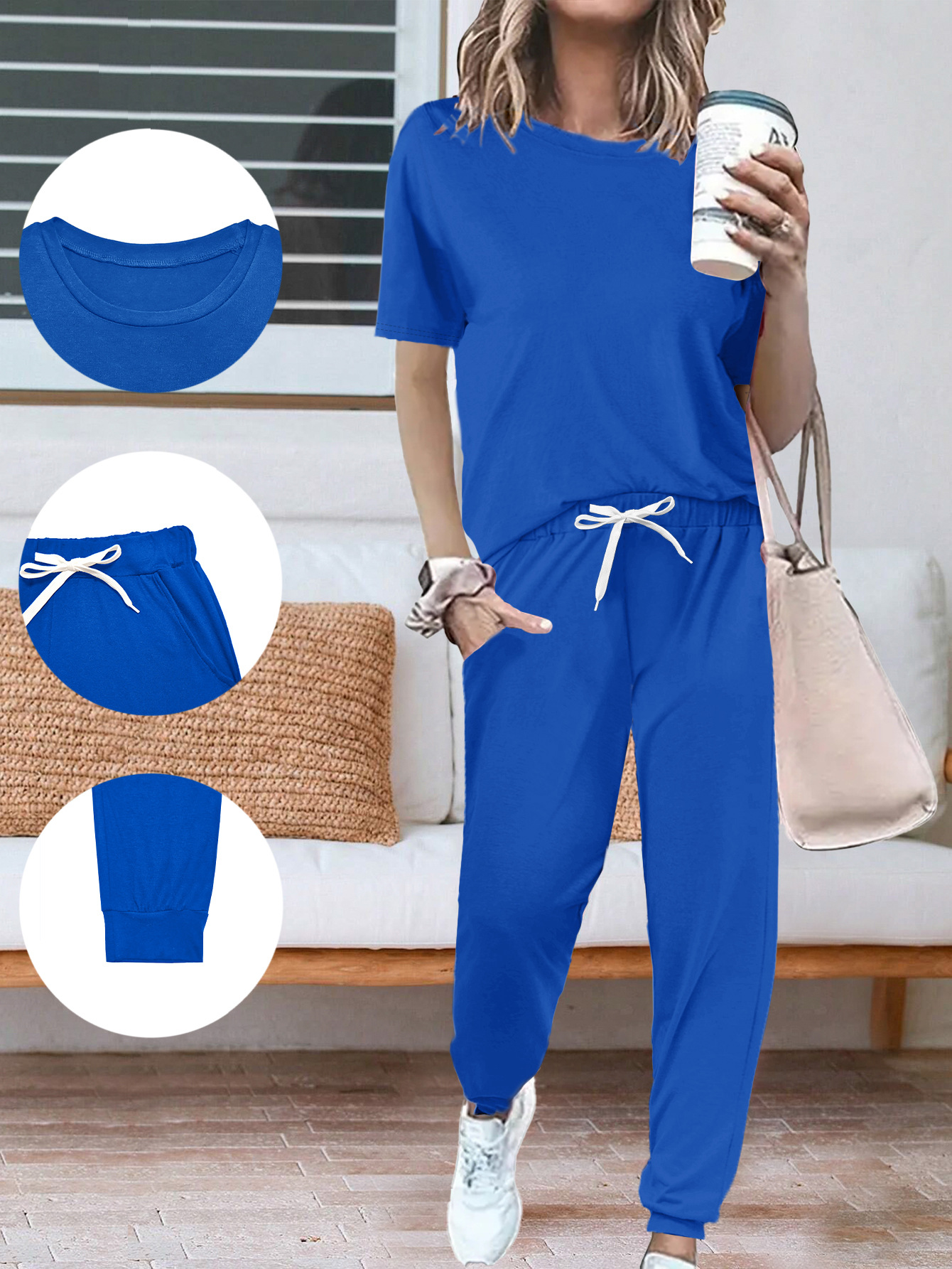 Completo donna due pezzi t-shirt a maniche corte e pantaloni_voghion.com